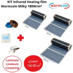 KIT Infrared Heating film Warmcoin Milky 180 W/m² with W51 Wifi Thermostat White